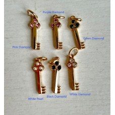 Cu188 - Key Pendant Buttons  Jewelry Gold Charm  - 0.79"(20mm) -cu188