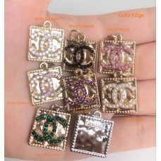 Cu162-1-  Chanel Pendant Jewel Square Gold Chanel Buttons CC Button  - 0.7"(18mm) - cu162-1