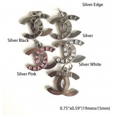 Cu177-2- Silver Hollow Pendant Buttons Charm Hook Button - 0.59"x0.75"(15mmx19mm) -cu177-2