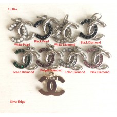 Cu38 -2- Jewel Hollow Charms Silver Edge Half - 0.7"( 18mm) - cu38-2