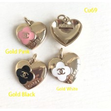 Cu69 - Gold Charm Buttons Ring Gold Edge 0.79"(20mm) cu69