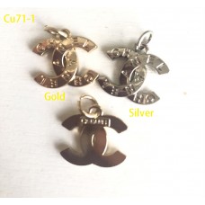 Cu71-1 - Gold Hollow Buttons Ring Charm - 0.59"x0.75"(15mmx19mm) cu71-1