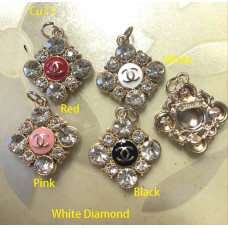 Cu73-1- White Diamond Gold Edge Jewel Charms - 1"(25mm) - cu73-1