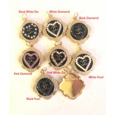 Cu82-4 - Black Charms Jewel Buttons Gold Edge - 0.79"(20mm) - cu82-4