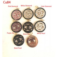 Cu84- Gold Back Black Edge Charms Jewel Buttons - 0.87"(22mm) - cu84