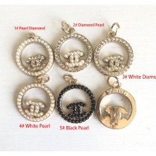 Cu93-1- Gold Pearl Diamond Edge Charms Jewel Buttons - 0.87"(22mm) - cu93-1