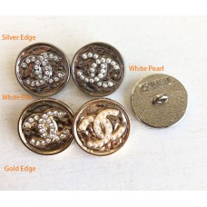 J121 - CC Button Gold SIlver Edge Jewel CC Buttons Sewing Custom - 0.79"(20mm) - J121