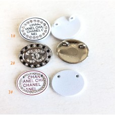 J122 - CC Button Oval Diamond Jewel Buttons Sewing Custom - 0.79"(20mm) - J122