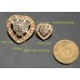 J2-2 - Heart Gem Yellow Gold Buttons -0.55"/1"(14mm/25mm)- J2-2