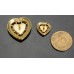 J2-2 - Heart Gem Yellow Gold Buttons -0.55"/1"(14mm/25mm)- J2-2