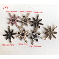 J79 - Flat Back Star Charms SIlver Jewel - 0.87"(22mm) - J79