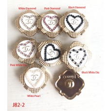 J82-2 - White Button Jewel Buttons Gold Edge - 0.79"(20mm) - J82-2