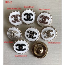 J83-2 - White Button Jewel Buttons Gold Edge - 0.79"(20mm) - J83-2