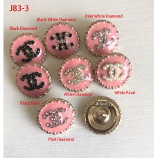 J83-3 - Pink Button Jewel Buttons Gold Edge - 0.79"(20mm) - J83-3