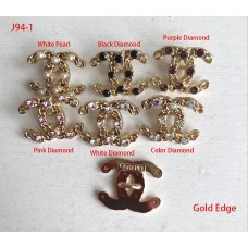 J94-1 - Gold Edge C Jewel Single Diamond Buttons - 0.75"(19mm) - J94-1