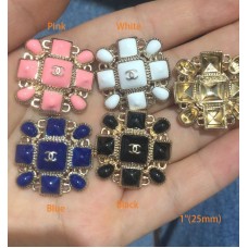 C385 - Gem Buttons Flat Button 1"(25mm)  -c385