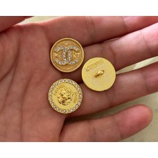 C408-  Gold Button Diamond Buttons CC Button Sewing- 0.7"(18mm) - c408