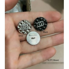 C411-  Silver Button Diamond Buttons CC Button Sewing- 0.7"(18mm) - c411