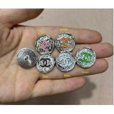 C412-  Silver Button Vintage Buttons CC Button Sewing - 0.79"(20mm) - c412