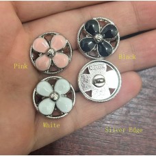 C421 - Silver Edge Button CC Flower Buttons Sewing Custom - 0.7"(18mm) - c421-1