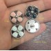 C421 - Silver Edge Button CC Flower Buttons Sewing Custom - 0.7"(18mm) - c421-1