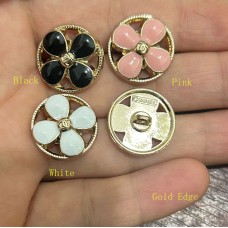 C421 - Gold Edge Button CC Flower Buttons Sewing Custom - 0.7"(18mm) - c421-2