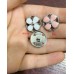 C421 - Silver Edge Button CC Flower Buttons Sewing Custom - 0.7"(18mm) - c421-1