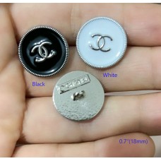 C422 - Silver Edge Button CC Buttons Sewing Custom - 0.7"(18mm) - c422-1