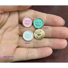 C428 - Gold Edge Button CC Buttons Sewing Custom - 0.59"(15mm) - c428