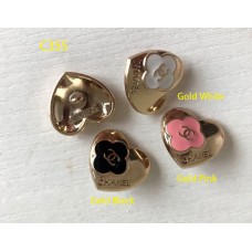 C355 - Gold Buttons Heart Gold Edge 0.79"(20mm) c355