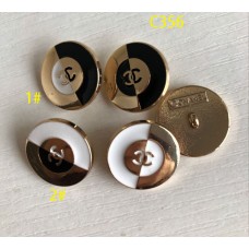 C356 - Gold Charm Buttons Half Black 0.79"(20mm) - c356