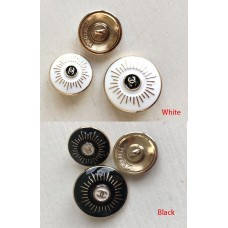 C376 - White Black Buttons 0.79"/1"(18mm/25mm) - c376