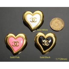 C201-4- Yellow Gold Heart Buttons 1.1"(28mm) C201-4-N