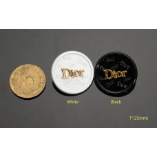 O59- D Acrylic Gold Buttons -1"(25mm) -O59