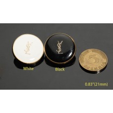 O62 - Y White Black Buttons  - 0.83"(21mm) - O62