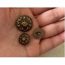 O95 - Crown Bronze Buttons Pendant - 0.7"(18mm) - O95