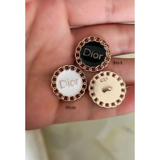 O99 - D Black White Buttons Pendant Gold - 0.79"(20mm) - O99