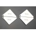 T13- P Earrings Pair Meta Triangle Accessory with Two Ring -1.69"x0.95"(43mmx24mm) - T13