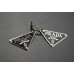 T13- P Earrings Pair Meta Triangle Accessory with Two Ring -1.69"x0.95"(43mmx24mm) - T13