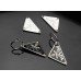 T13- P Earrings Pair Meta Triangle Accessory with Two Ring -1.69"x0.95"(43mmx24mm) - T13